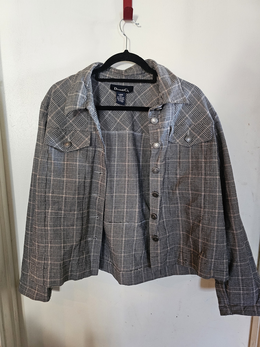 Denim&Co Gray Plaid Button-Front Jacket